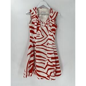 Julie Haus Dress Womens 4 Small Red White Striped A Line Pockets Silk Sleeveless